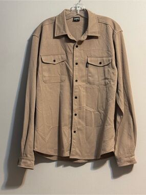 CAPO‎ Men's Tan Utility Shacket Overshirt Button Front Size L